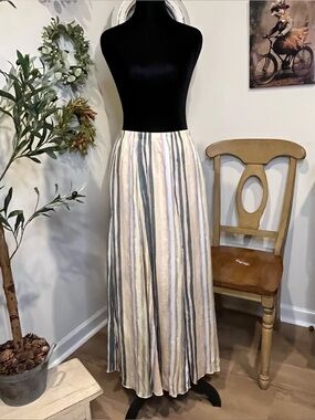 New Directions Striped Maxi Skirt-Boho Coastal Summer, Large, EUC